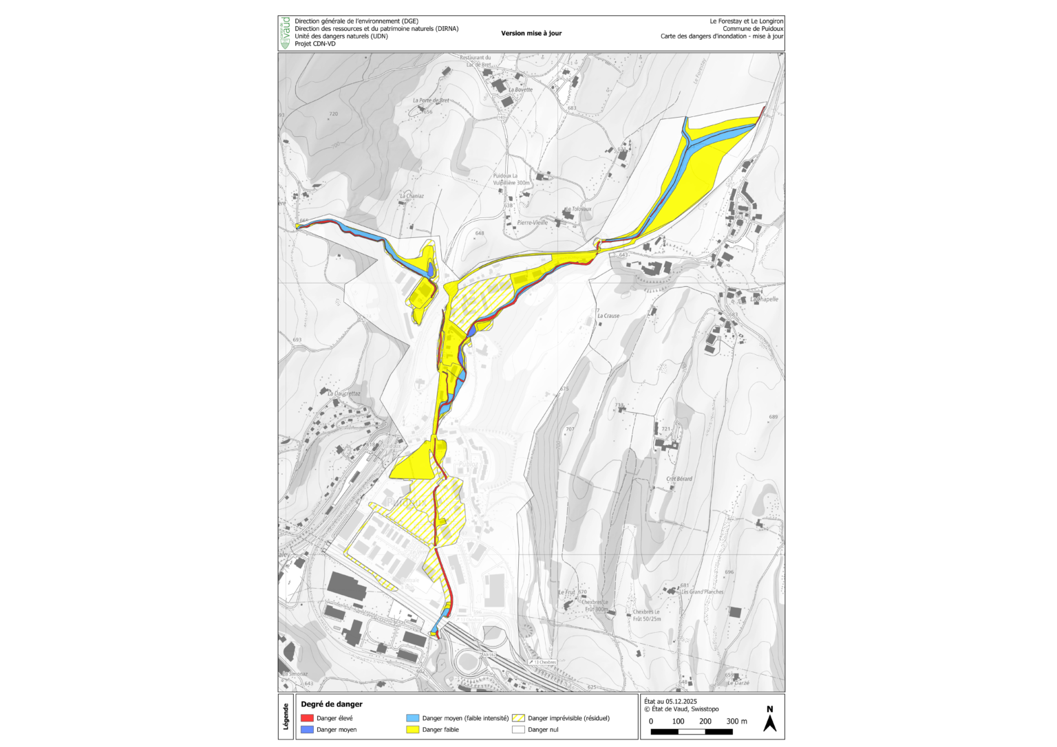 Élaboration de carte de dangers de crues, commune de Puidoux - Eaux superficielles - Protection contre les indondations - CDN INO Puidoux MAJ